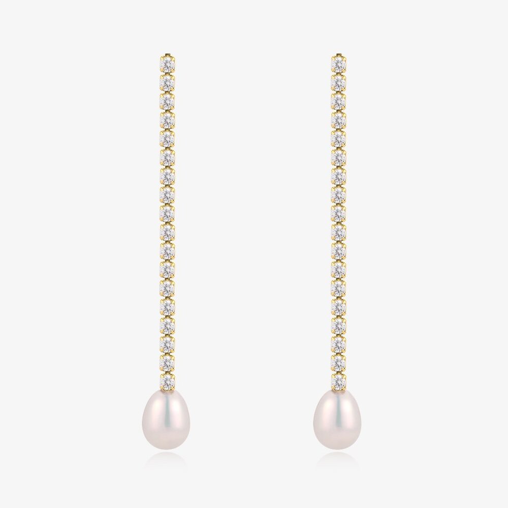 Long Dangle Fresh Water Pearl Earrings